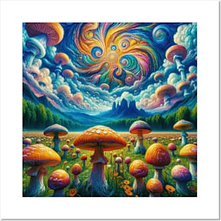 Mushroom Valley Mandala Sky Posters and Art